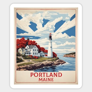 Portland Maine United States of America Tourism Vintage Poster Sticker